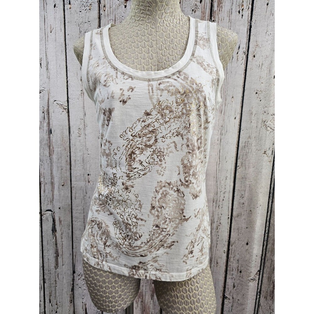Oui Moments Sleeveless Paisley Metallic‎ Tank Top Blouse Shirt Tee Women's 8 EUC